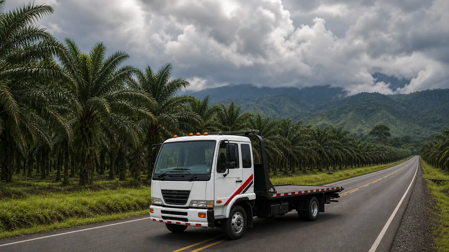 Grúa de plataforma de Transportes Freyzen en Ciudad Neily