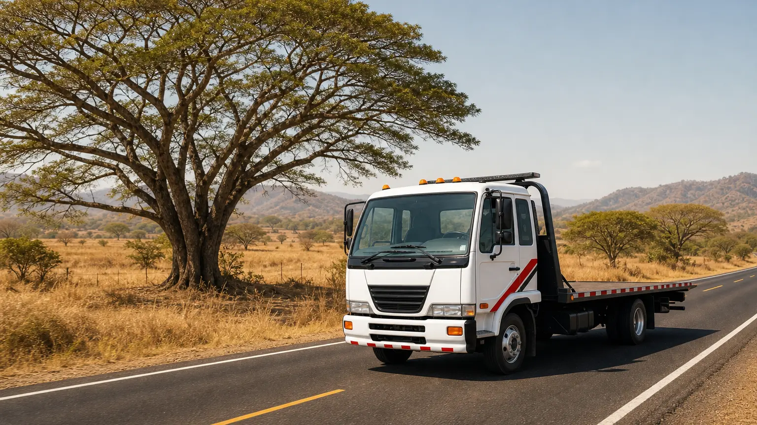 Grúa de plataforma de Transportes Freyzen en Guanacaste