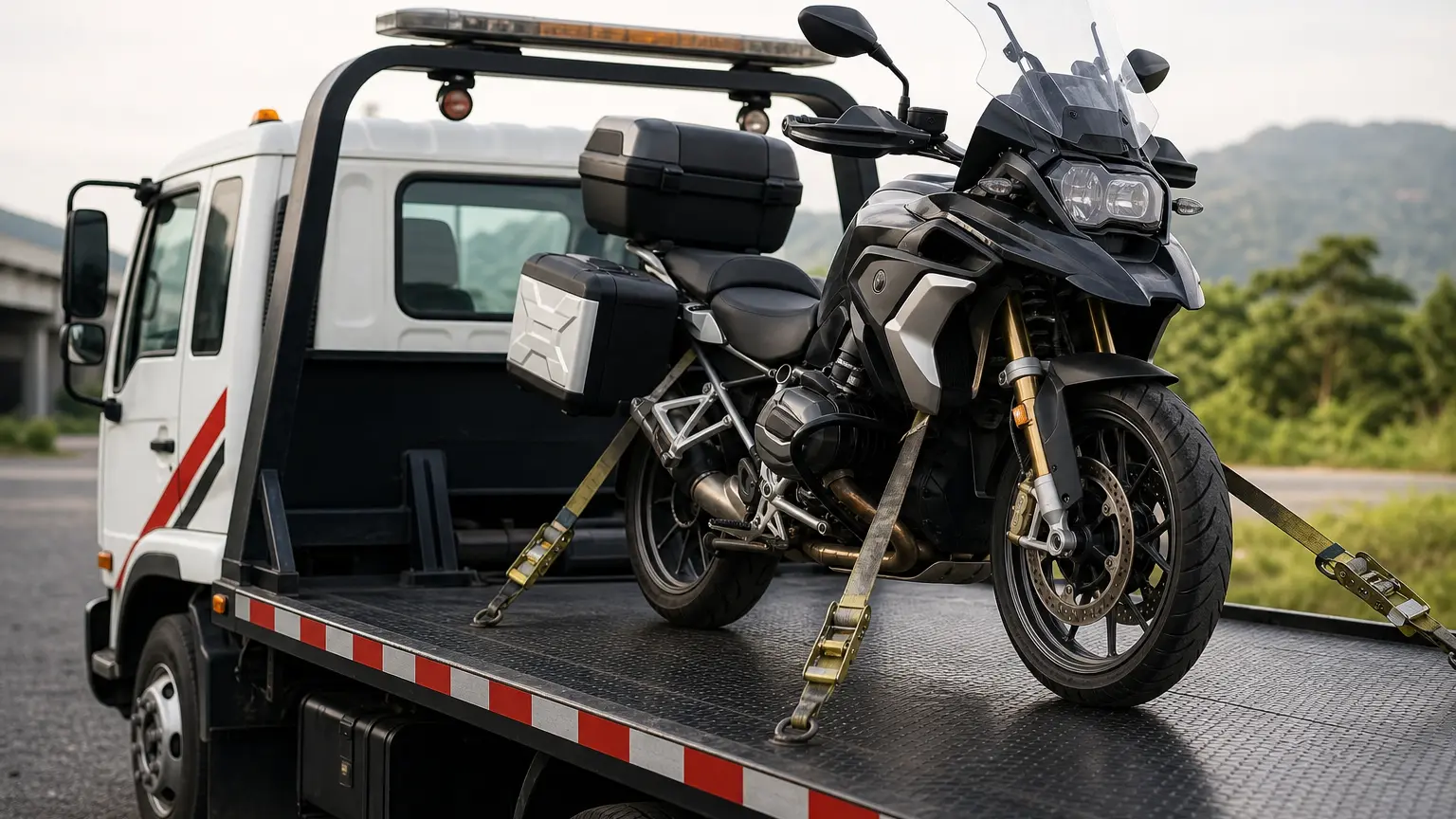 Grúa de plataforma de Transportes Freyzen — Transporte de motos